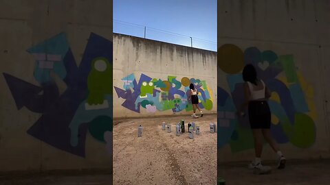 GRAFFITI GIRL DOES A COLORFUL PIECE 🔴🟠🟡🟢🔵🟣 #graffitiart #graffiti #shorts