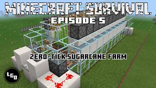 Minecraft Survival Episode 5: Zero-Tick Sugarcane Farm (Broken as of 1.16)