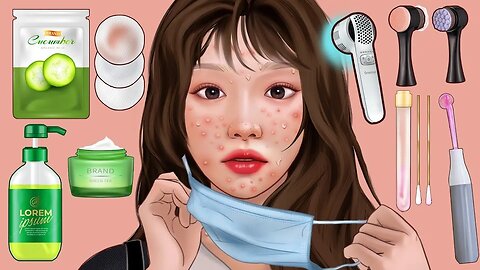[ASMR]- 여드름 피부 관리 애니메이션 - Acne removal skin care - Spa facial makeup
