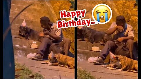 *CAUGHT ON CAMERA* HOMELESS MAN CELEBRATING DOG’S BIRTHDAY 💔💔💔