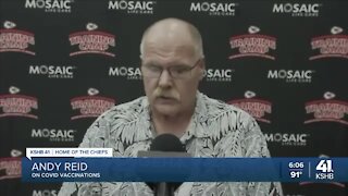 Andy Reid: 90% of Kansas City Chiefs players, 100% of Tier 1 staff vaccinated against COVID-19
