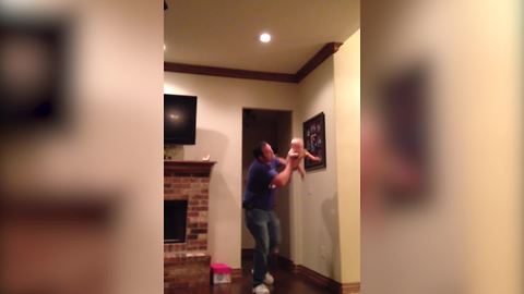 Baby With Super Powers Flying In Her Dad's Arms