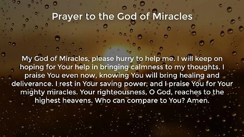 Prayer to the God of Miracles (Prayer for Peace of Mind)
