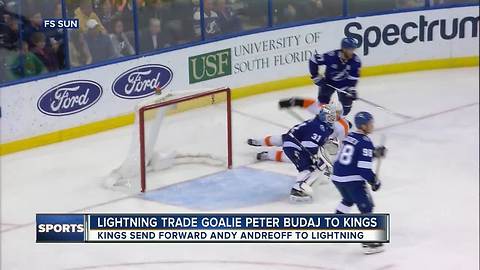 Tampa Bay Lightning trade goaltender Peter Budaj to Los Angeles Kings for forward Andy Andreoff