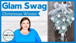 HOW TO MAKE GLAM WINTER CHRISTMAS SWAG | WREATH WALL DECOR DIY | DOLLAR TREE WREATH DIY TUTORIAL