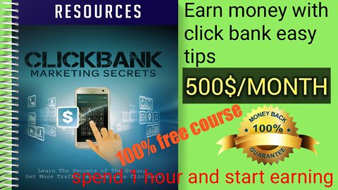 Earn money with click bank easy tips 8th video full free series earn 500$/month