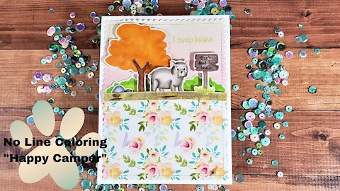 No Line Coloring For a Storybook Feel Handmade Greeting Card| Pawsome Stamps Replay