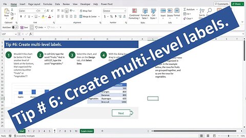 10 Tips For Excel Charts Tip # 6 Create multi level labels