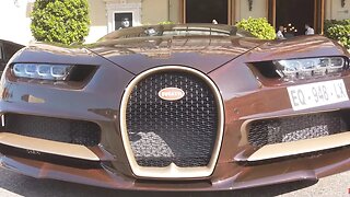 Beautiful Bugatti Chiron clear carbon brown / gold in Monaco [4k 60p]