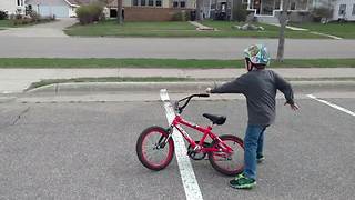 Little Boy Afraid Of Riding His Bike Too Fast