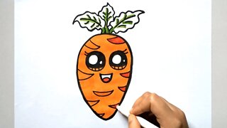 How To Draw A Cute Carrot | How To Draw And Color A Cute Carrot 🥕