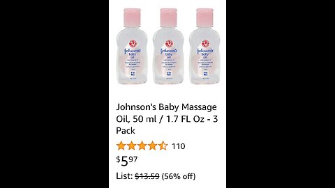 Johnson's Baby Massage Oil, 50 ml / 1.7 FL Oz - 3 Pack