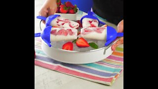 Strawberry Popsicles with Cream