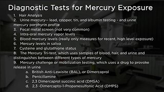 Diagnosing and Testing for Mercury Toxicity