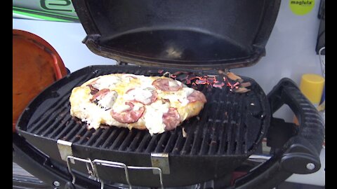 Grilled Pizza. Outdoor Cooking with Solo Camping. Cooking Recipes.