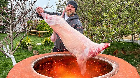 I'm Crazy About This Meat! Recipe for Whole Lamb Fried on a Fire