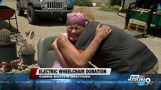 Tucson woman receives electric wheelchair donation after her's was stolen