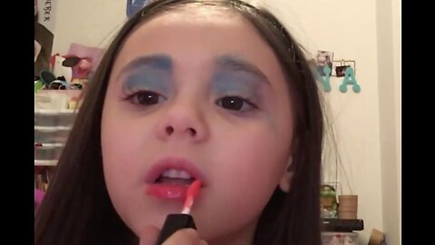 Little girl filming a makeup tutorial for her youtube channel ! So Sweet
