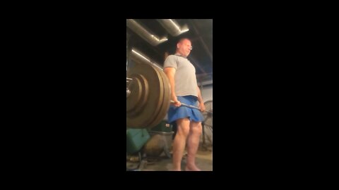 Old Man Lifts Heavy Barbell