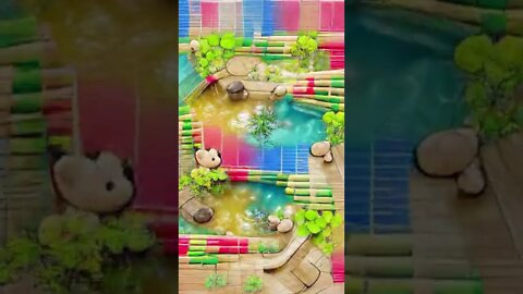 PAINTING - a serene pool surrounded by delicate bamboo colorful #shorts #art #painting