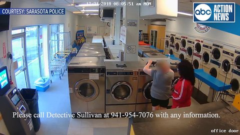 Sarasota police search for suspect who robbed laundromat, locked employee in bathroom | Surveillance video