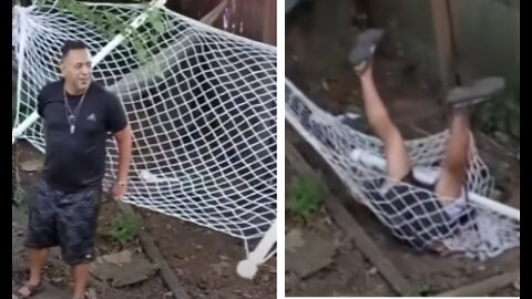 Man Lays On Hammock and Collapses Funny Fail