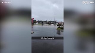 Oklahoma storms flood roads and halt traffic
