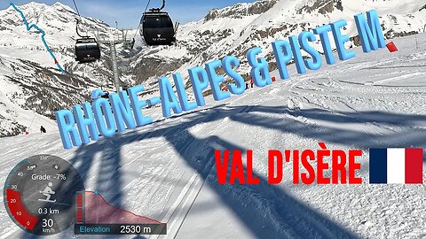 [4K] Skiing Val d'Isère, Rhône-Alpes (Black) and Piste M (Red) via Plan (Red), France, GoPro HERO11