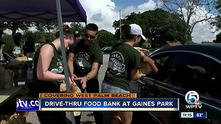 Drive-thru food bank held at Gaines Park