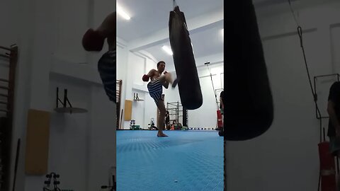 Kick Punch Elbow And Knee The Bag (45)