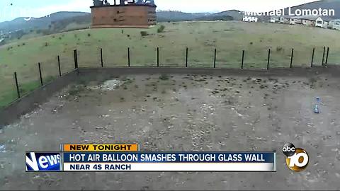 Hot Air Balloon smashes through glass wall