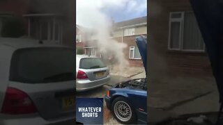 Radiator erupts once the cap is removed #shorts #car #heat #blast #vehicle