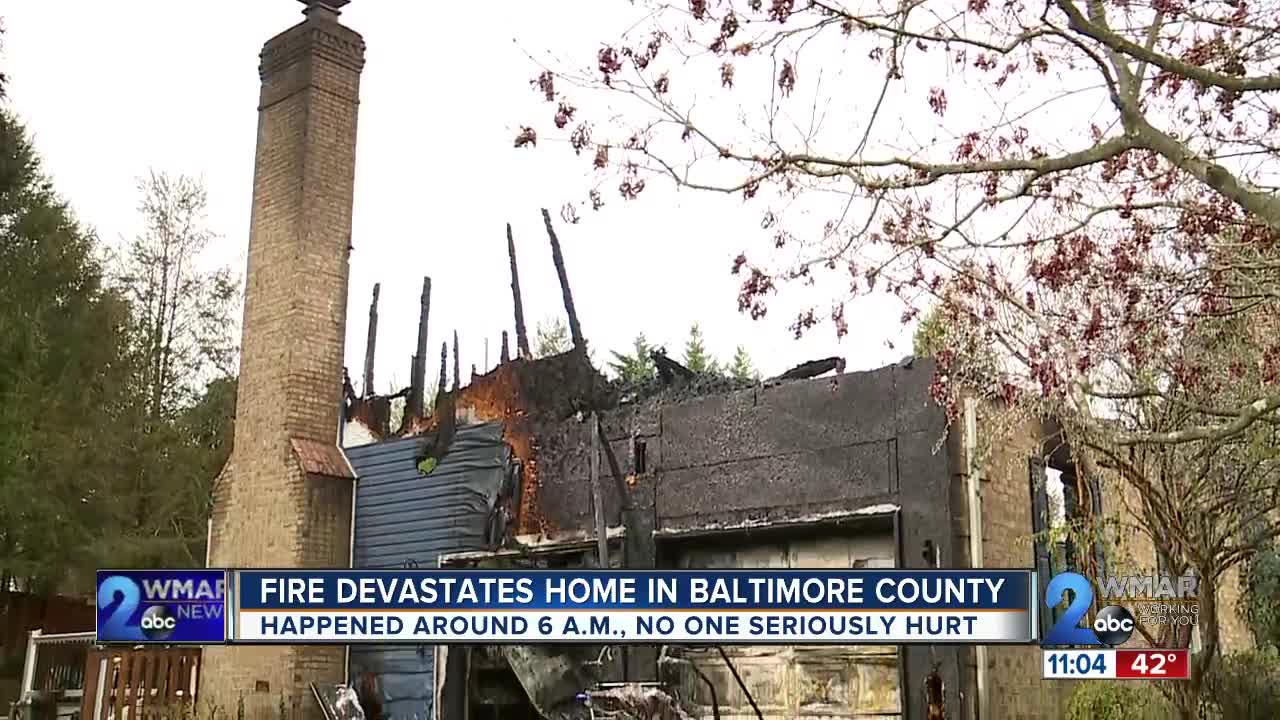 Two alarm fire collapses home, embers cause McDonald's roof fire 1/4 mile away in Baltimore Co.