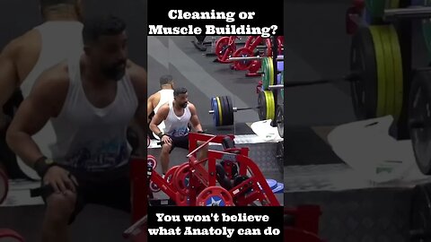 Cleaning or Muscle Building? You won't believe what Anatoly can do! #shorts #viral #anatoly #gym