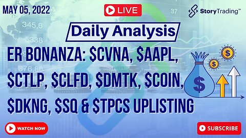 5/5 Daily Wrap - ER Bonanza: $CVNA, $AAPL, $CTLP, $CLFD, $DMTK, $COIN, $DKNG, $SQ & $TPCS Uplisting