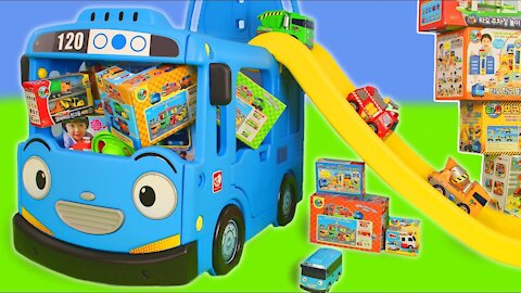 Tayo Bus Toys: Excavator, Fire Truck, Police Cars & Construction Toy Vehicles Surprise for Kids