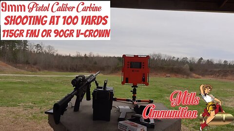 How Accurate is a Pistol Caliber Carbine PCC? Mills Ammo 9mm 115gr AND 90gr V-Crown 25,50,100 yds.