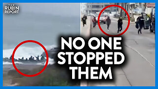 Shocking Raw Footage of Migrants Jumping Out of a Boat & Swarming a Wealthy CA Neighborhood