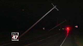 Leaning poles close down intersection