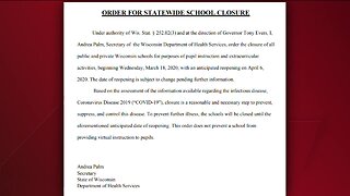 Gov. Evers directs DHS to order mandated statewide closure of all K-12 Wisconsin schools