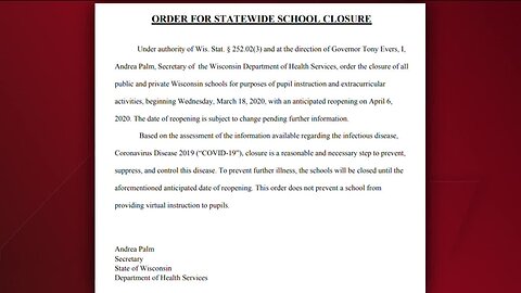 Gov. Evers directs DHS to order mandated statewide closure of all K-12 Wisconsin schools