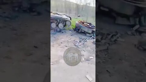Just another destroyed Ukrainian tank T-64 near the village of Zavitne Bazhannya, Donetsk oblast