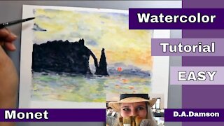 Monet Tutorial in Watercolor Step by step