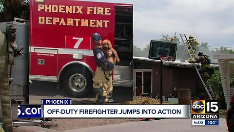 Off-duty firefighter saves dog from house fire
