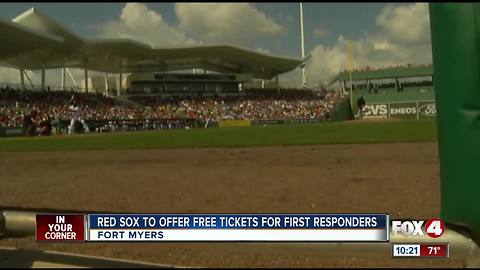 Red Sox offering complimentary tickets to first responders