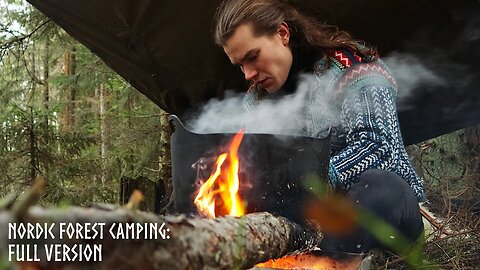 Winter Camping in RAIN & SNOWFALL: Cast-Iron Pot Cooking, Bushcraft ASMR (Full version)