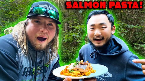 We CAUGHT COHO By HAND! Seared SALMON Pasta & Truck CAMPING With @OutdoorChefLife!!