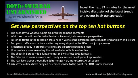 The Latest Boyd-Swelbar Unvarnished Video - The Ten Top Aviation Issues