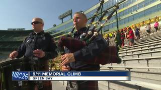 Climbers honor 9/11 first responders by walking Lambeau's steps