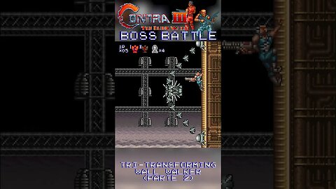 Contra III: The Alien Wars (SNES) Boss Battle - Tri-Transforming Wall Walker (Parte 2) #Shorts